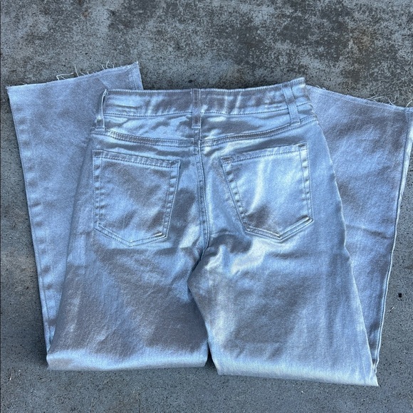 Art Class Girls Baggy High Rise Shiny Silver Straight Leg  Jeans::NWT:; - Picture 6 of 8